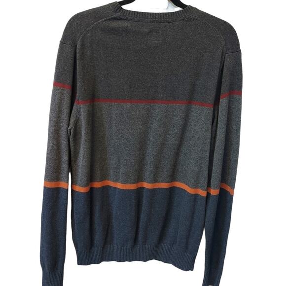 RVCA Rugged Colorblock Striped Pullover V Neck Cotton Sweater Men Size Large - Picture 2 of 5